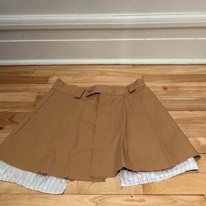 Tan Pleated Layer Mini Skirt from Source Unknown